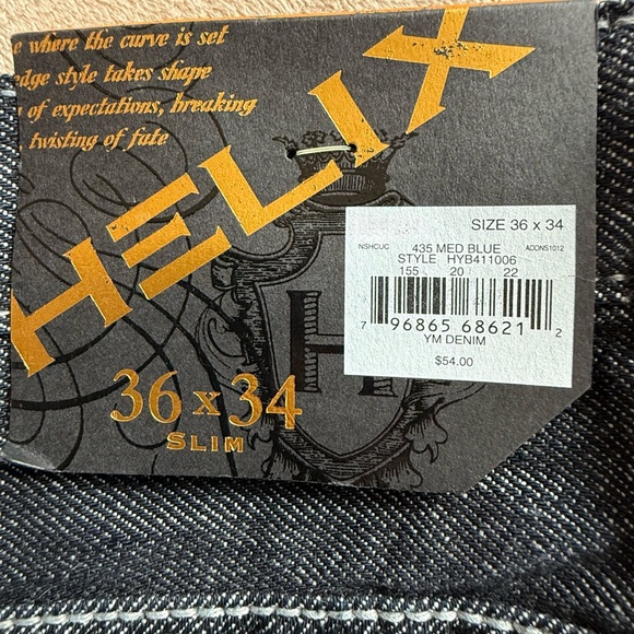 HELIX Slim Dark Blue Straight Jeans - Picture 4 of 4